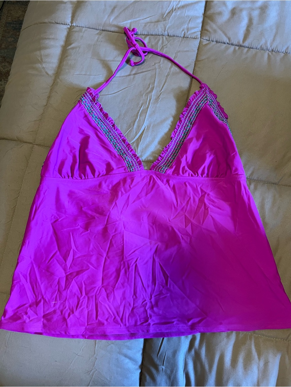 Old Navy Bright Fuchsia Halter Tankini Top
